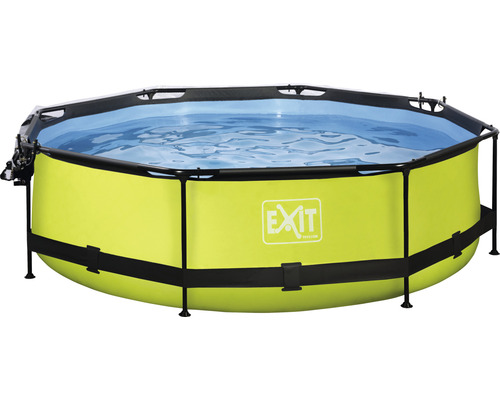 Ensemble de piscine tubulaire hors sol EXIT Lime ronde Ø 300x76 cm avec épurateur à cartouche et bâche vert