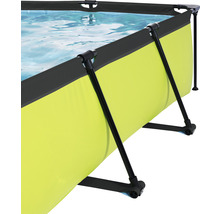Detailansicht eines Frame Pools mit grüner Aussenverkleidung und schwarzem Rahmen