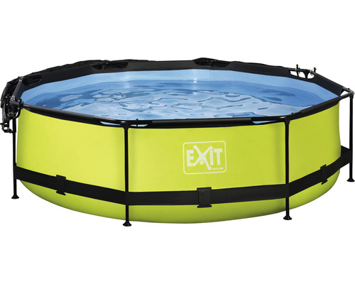 Ensemble de piscine tubulaire hors sol EXIT Lime ronde Ø 300x76 cm avec épurateur à cartouche et pare-soleil vert