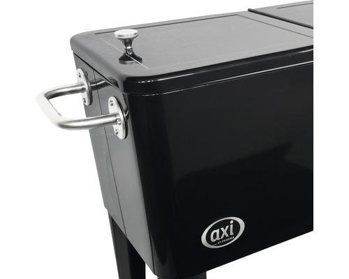 Schwarze Kühlbox mit Griff und Axi by Pragma Logo