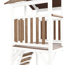 Spielturm axi Beach Tower mit Einzelschaukel Holz braun weiß Rutsche weiß