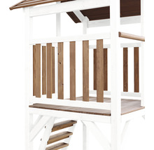 Spielturm axi Beach Tower mit Nestschaukel rund Holz braun weiß Rutsche blau