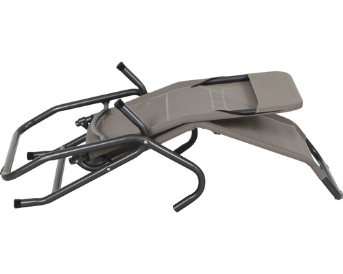 Chaise longue relax pliée avec cadre métallique et revêtement textile