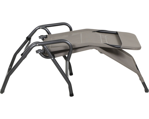 Chaise longue de jardin pliée avec cadre et revêtement textile