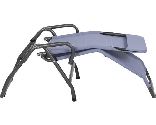 Chaise longue de relaxation pliée avec cadre en acier et revêtement textile