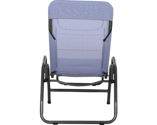 Chaise de jardin avec revêtement textile et structure métallique, vue arrière