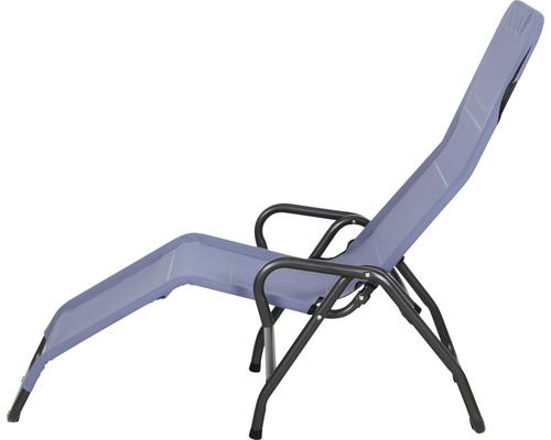 Chaise longue de jardin bleue avec accoudoirs et dossier réglable
