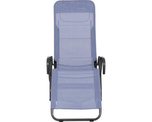 Chaise longue de jardin avec cadre en métal et revêtement en tissu