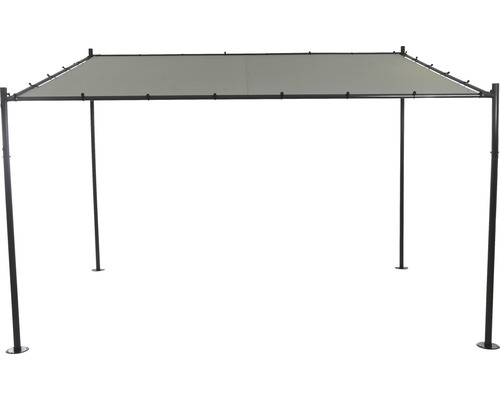 Pavillon mit grauer Plane und schwarzem Gestell für den Garten