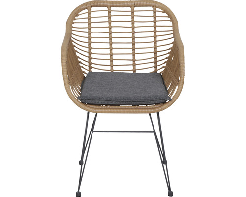 Rattansessel mit Metallgestell und Sitzkissen