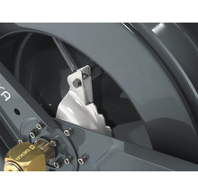 Vue détaillée d''un enrouleur de tuyau automatique avec mécanisme à ressort et logo Geka.