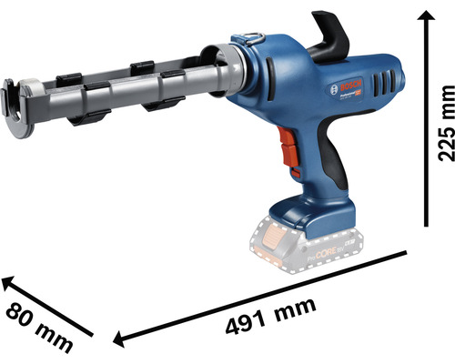Pistolet à cartouche sans fil Bosch Professional avec dimensions
