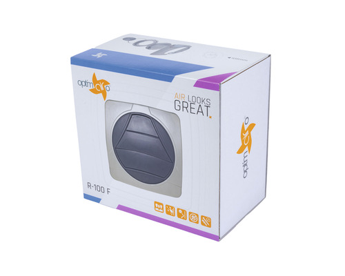 Verpackungsgrafik für OptimAir Klimaanlagenlüfter R-100 F