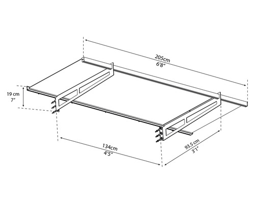 Schéma technique d''une étagère avec dimensions