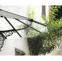 Vordach mit Stahlhalterung und transparenter Abdeckung