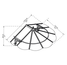 Technische Zeichnung einer Markise mit Maßangaben.