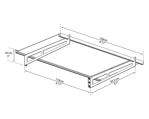 Dessin technique d''un tiroir de lit avec dimensions