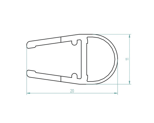 Dessin technique d''un profilé mesurant 20 sur 11 millimètres