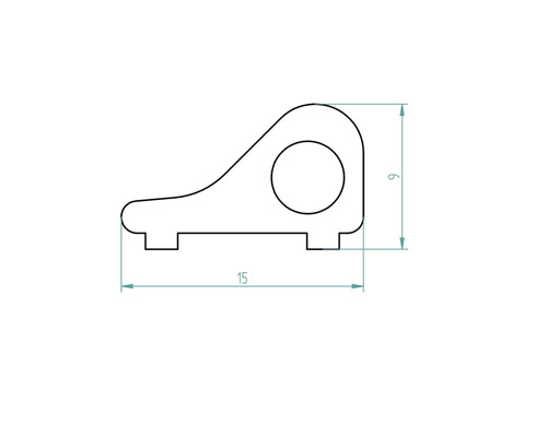 Dessin technique d''un profilé avec les dimensions 15 et 6