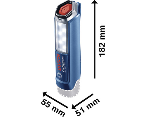 Bosch Akku-Baustrahler mit Abmessungen