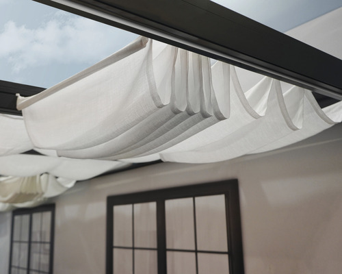 Store tendu à câble Palram-Canopia - kit d'ombrage pour toiture de terrasse Stockholm 370x340 cm (5 pièces 64,5x340 cm) blanc