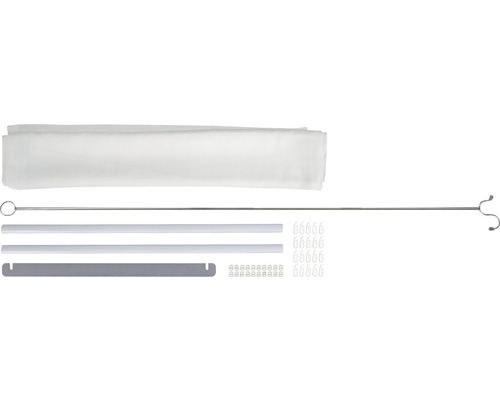 Insektenschutzrollo Bausatz mit Gewebe, Rollokasten, Führungsschienen, Abschlussleiste, Einhängevorrichtung und Zubehör