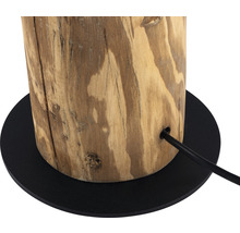Lampe de table en bois avec base noire et câble