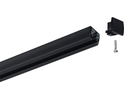 Rail d''alimentation noir avec embout et vis