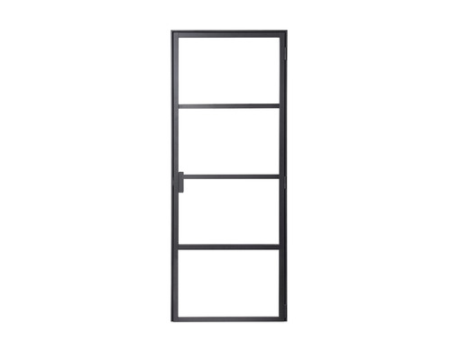 Glastür mit Rahmen und Türgriff