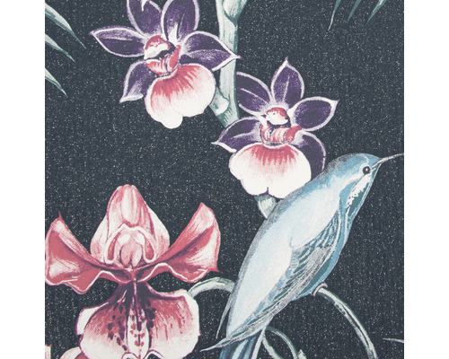 Tapete mit Blumen- und Vogelmuster