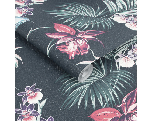 Rolle floral gemusterte Tapete mit Blättern