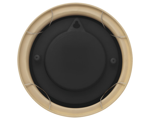 Rückansicht einer runden Wetterstation mit Aufhängung