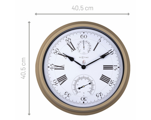 Wanduhr mit Thermometer und Hygrometer, Durchmesser 40,5 cm