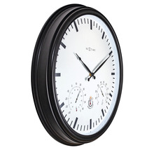 Horloge murale extérieure avec station météorologique tournesol noir Ø 50 x 8 cm