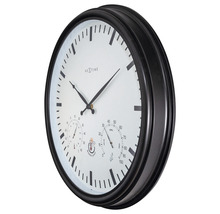 Horloge murale extérieure avec station météorologique tournesol noir Ø 50 x 8 cm