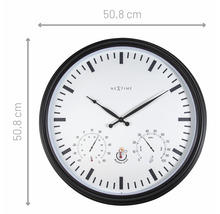 Horloge murale extérieure avec station météorologique tournesol noir Ø 50 x 8 cm