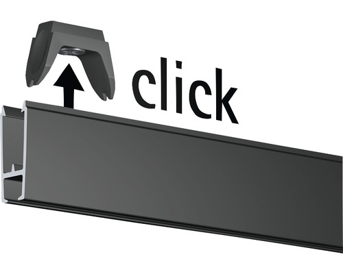 Illustration du montage d''un profilé de montage avec mécanisme à clic