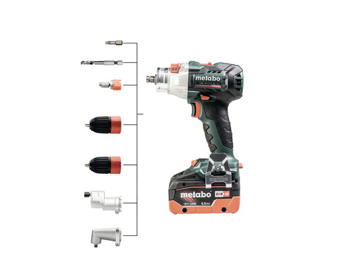 Metabo Logo Akku-Bohrschrauber mit verschiedenen Aufsätzen