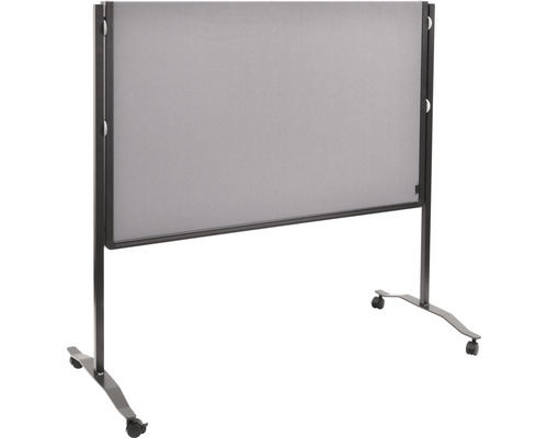 Mobile Bürowand mit grauer Oberfläche und Rollen
