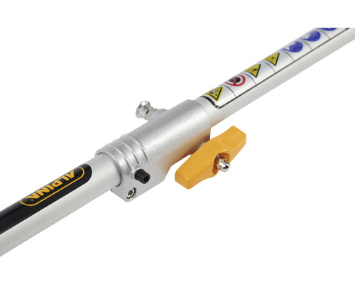 Detailaufnahme des Alpina Trimmers mit gelbem Griff