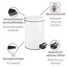 Wenko Treteimer Leman Easy Close 12 l weiß matt