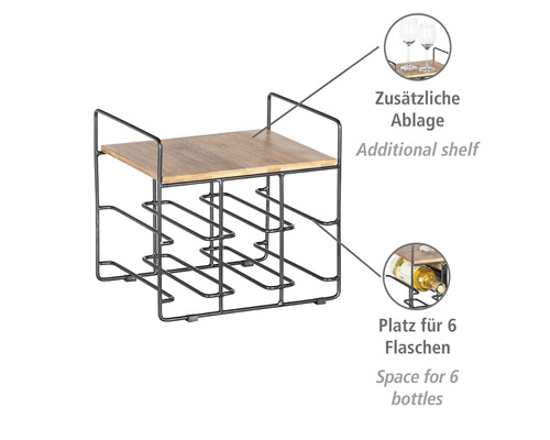 Weinregal mit Ablage für sechs Flaschen