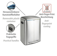 Wenko Treteimer Easy Close Anzahl Fächer 2 2x 20 Liter hellgrau