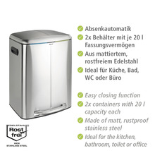 Wenko Treteimer Easy Close Anzahl Fächer 2 2x 20 Liter hellgrau