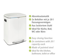 Wenko Treteimer Easy Close Anzahl Fächer 2 2x 20 Liter weiß matt