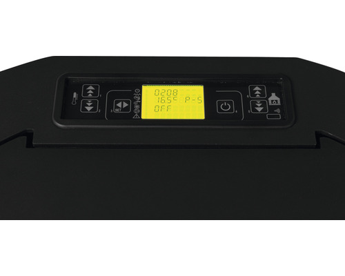 Bedienfeld eines Pelletofens mit Display und Tasten