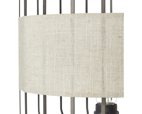 Detailansicht einer Tischleuchte mit Textilschirm und Metallgestell