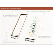 Leinwandbild, 27x77 cm, mit Pflanzenmotiv und Rahmen aus MDF-Material