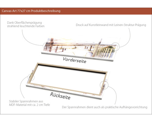 Leinwandbild 77x27 cm, Vorder- und Rückseite