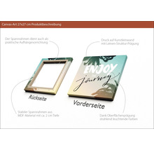 Produktbeschreibung Leinwandbild mit dem Schriftzug Enjoy the Journey, Rückseite und Vorderseite sind abgebildet
